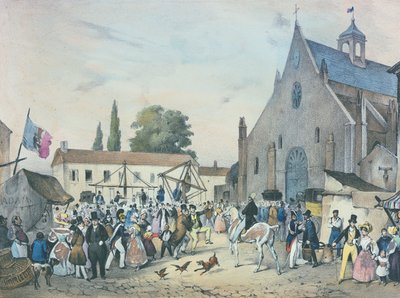 「パリ周辺の地元のお祭り」、シリーズ、1830年、サンジャンソー 作： Victor Adam